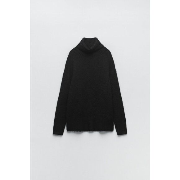 Black Zara Turtleneck Chunky Knit Long Sleeve Pullover Sweater (NWT) - Picture 1 of 6